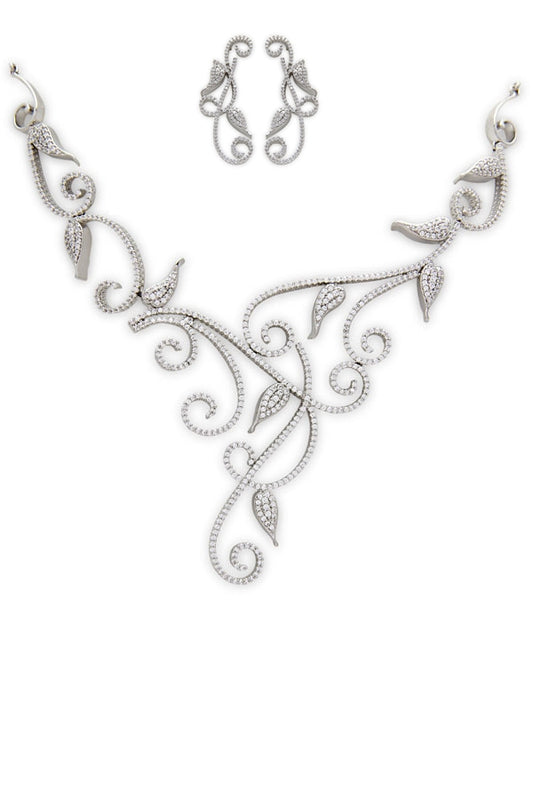 Asymmetric Signity Diamonds Necklace Set - Rentjewels