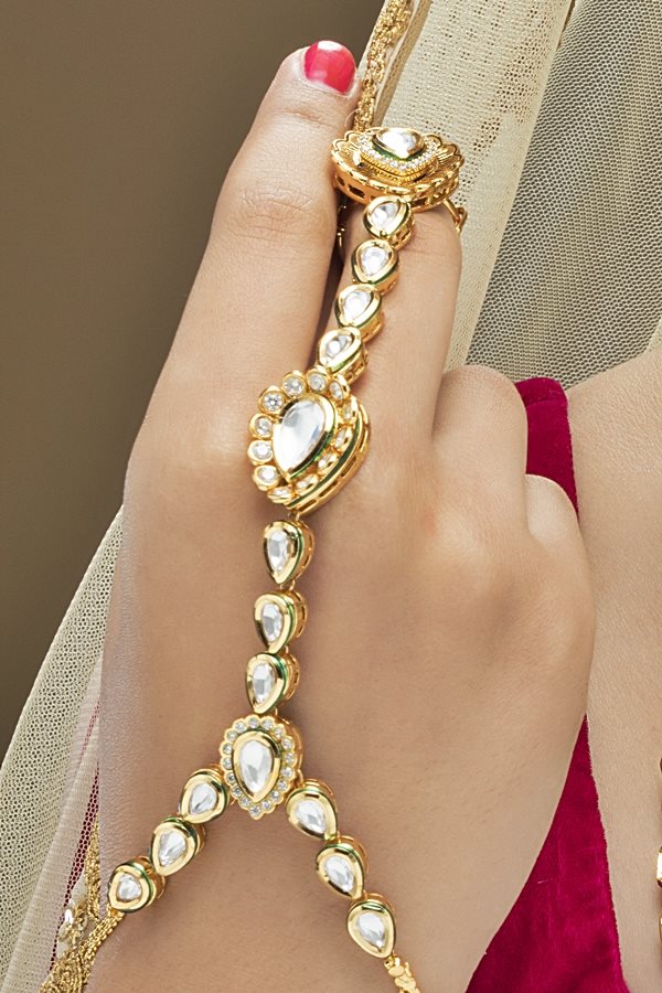Elegant Polki Kundan Bridal Necklace Set with all Accessories - Rent Jewels