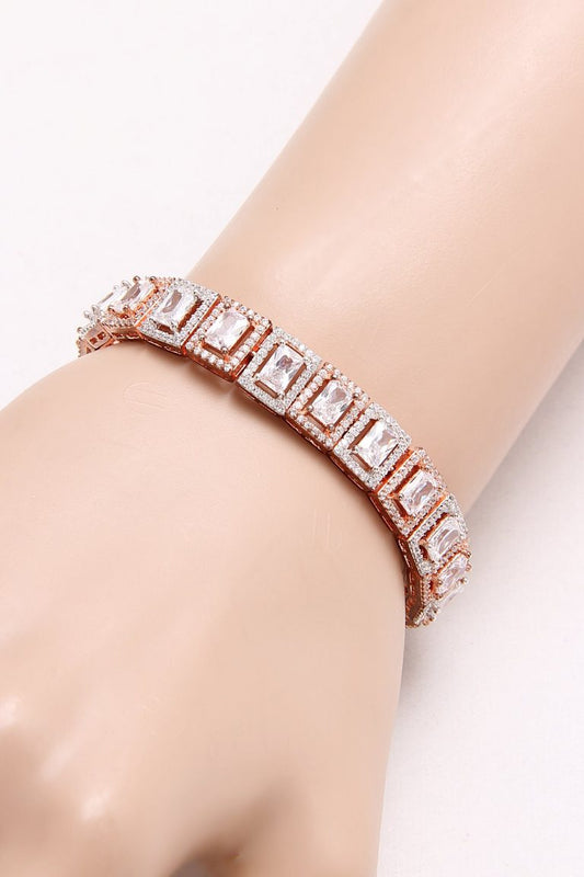 Rose Gold Silver Signity Diamonds Bracelet - Rentjewels