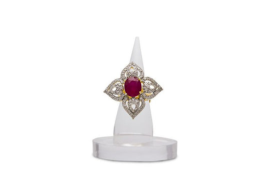 CZ Diamonds Ruby Red Cocktail Ring - Rent Jewels