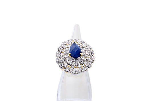 Classic Sapphire Blue Diamond Cocktail Ring - Rent Jewels