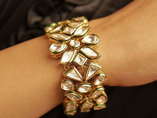 Flexible Polki Kundan Stylish Bracelet - Rent Jewels