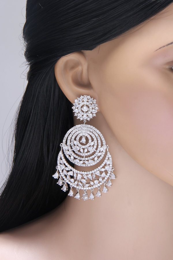 Signity Diamonds Silver Chandbala Earrings - Rentjewels