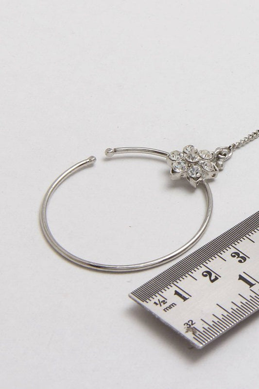 CZ Diamond Silver Nose Ring – Non Pierced - Rentjewels