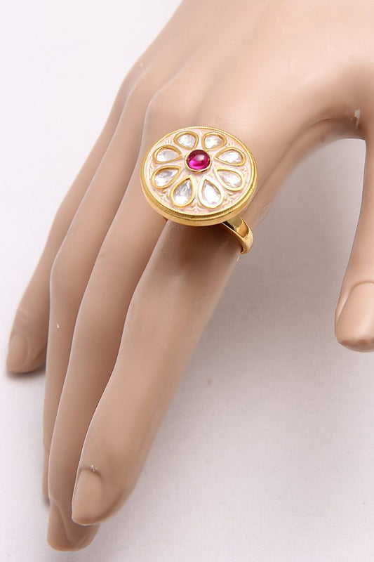 Ivory White Meena Ruby Cocktail Ring - Rentjewels