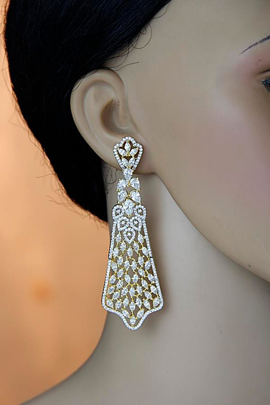 2-Tone Signity Diamond Chandelier Earrings - Rent Jewels
