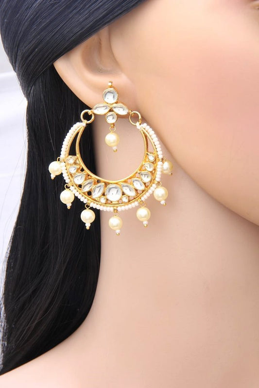 Delicate Kundan Chandbala Earrings - Rent Jewels