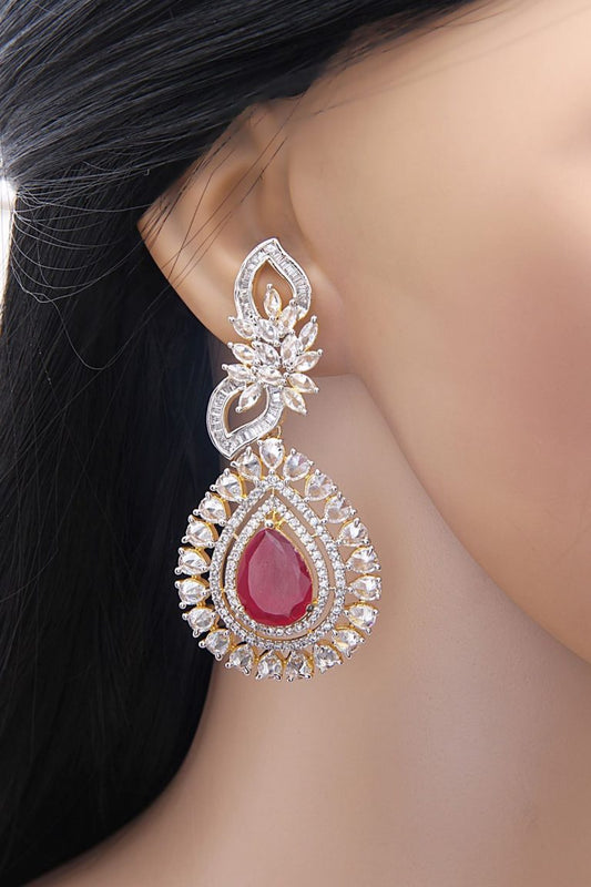 Signity Diamonds Ruby Red Dangler Earrings - Rent Jewels