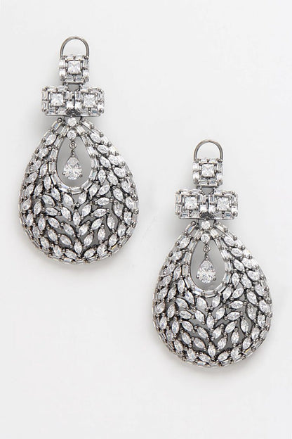 Victorian Silver Diamond Cocktail Party Dangle Earrings - Rent Jewels
