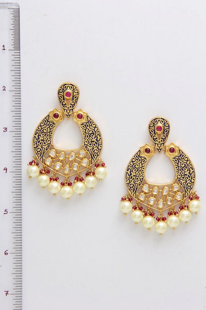 Blue Geru Meena Kundan Dangle Earrings - Rent Jewels
