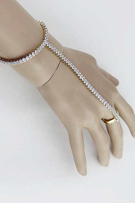 CZ Diamond Hathphools Pair (Hand Ornaments) - Rent Jewels
