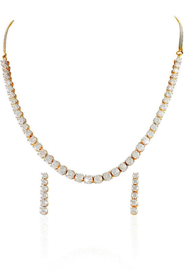 Classic Signity Diamonds Single String Necklace Set - Rentjewels