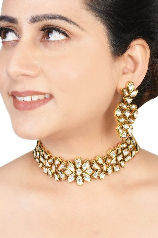 Classic Kundan Choker Necklace Set - Rentjewels