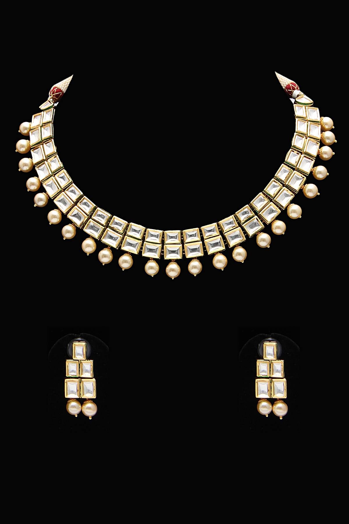 Gold Plated Layered Kundan Necklace Jewelry Set