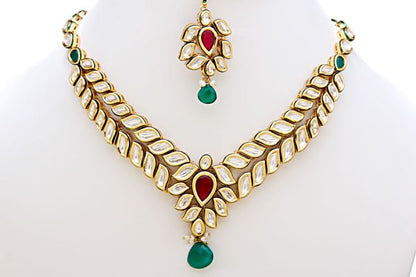 Royal Polki Kundan Red Necklace Set - Rentjewels