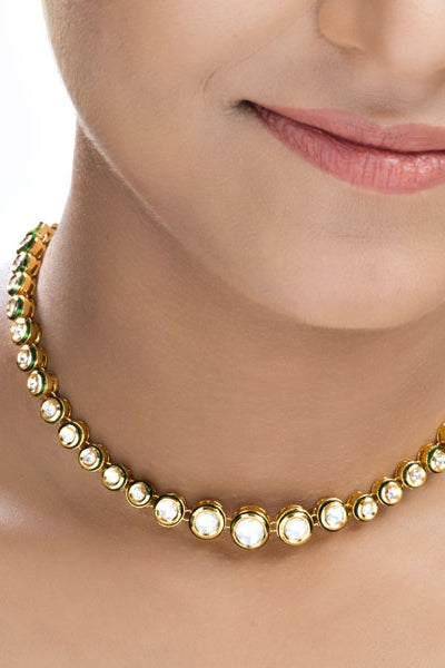 Classic Polki Kundan String Necklace Set - Rent Jewels