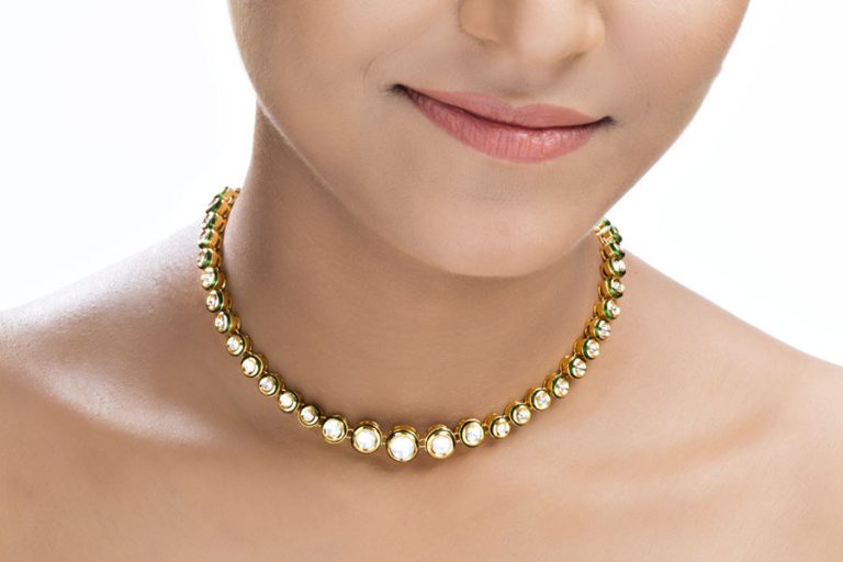 Classic Polki Kundan String Necklace Set - Rent Jewels