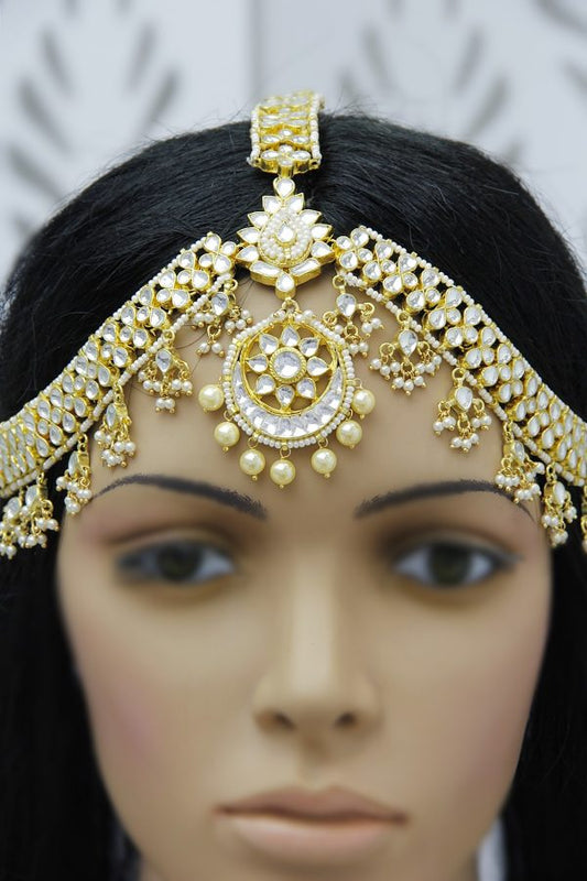 Heirloom 3 -Layered Kundan Mathapatti Head-Gear - Rentjewels