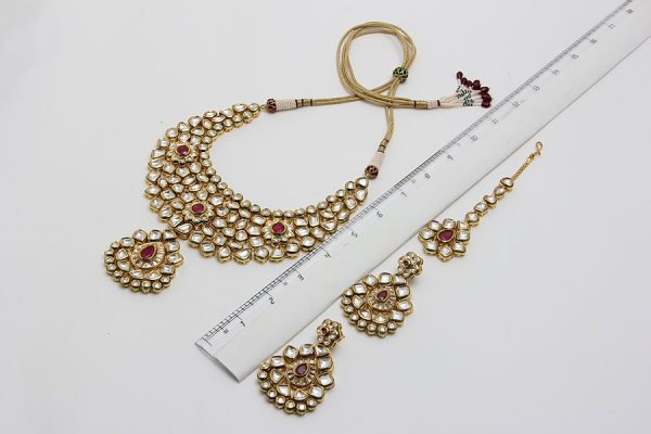 Luxurious Uncut Kundan Ruby Bridal Necklace Set
