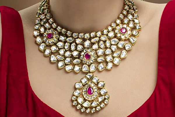 Luxurious Uncut Kundan Ruby Bridal Necklace Set
