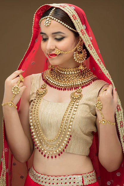 Fusion Gold Element Kundan Bridal Full Necklace Set