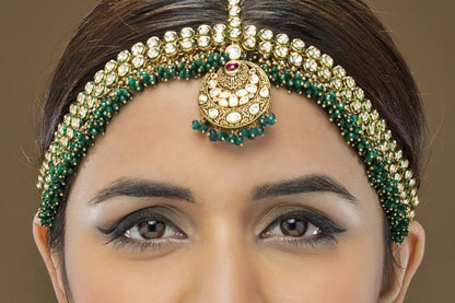 Designer Kundan Bridal Green Antique Necklace Set