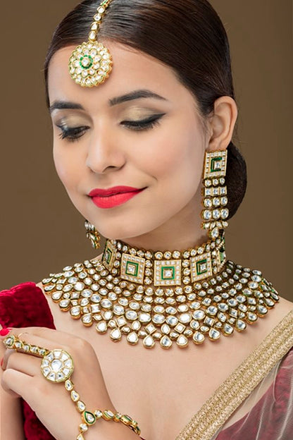 Grand Kundan Choker Full Bridal Necklace Set