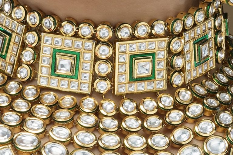 Grand Kundan Choker Full Bridal Necklace Set - Rent Jewels