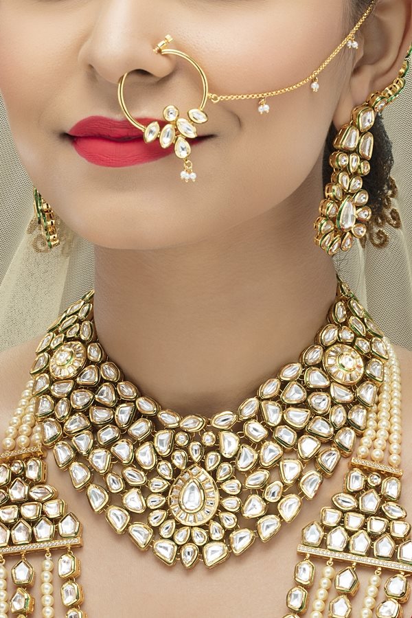 Elegant Polki Kundan Bridal Necklace Set with all Accessories
