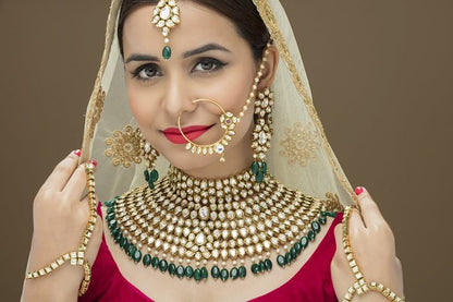 Green Kundan Heavy Choker Bridal Necklace Set