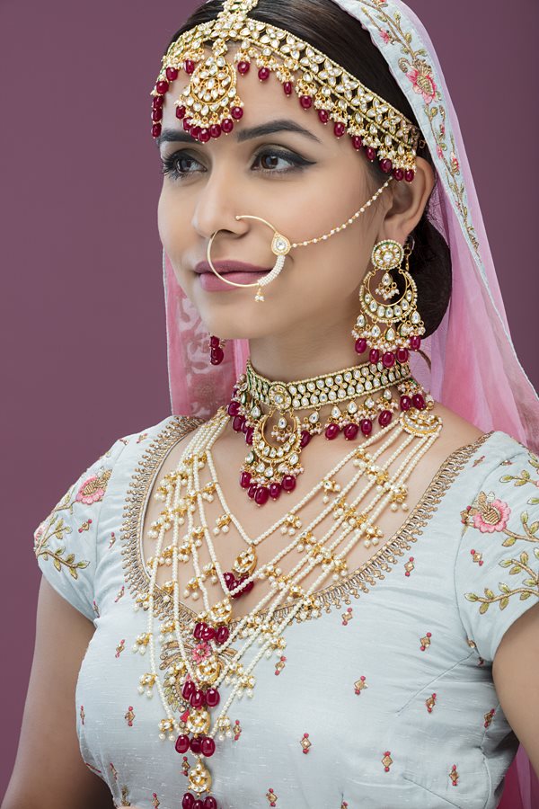 Fine Polki Kundan Choker Long Pearls Bridal Necklace Set - Rent Jewels
