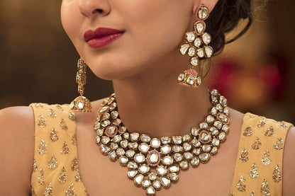 Elegant Uncut Kundan Ruby Necklace Set