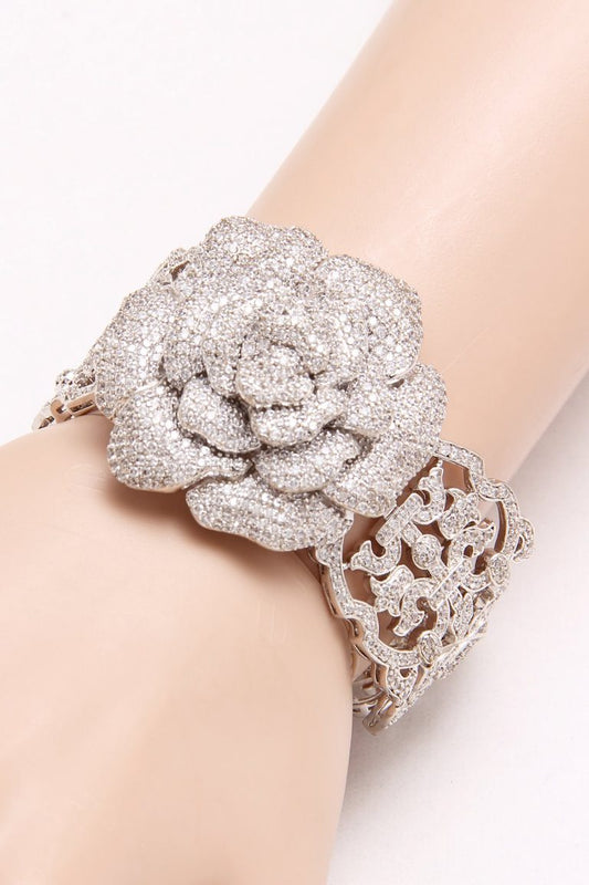 Signity Diamonds Adjustable Flower Gold Plated Bracelet
