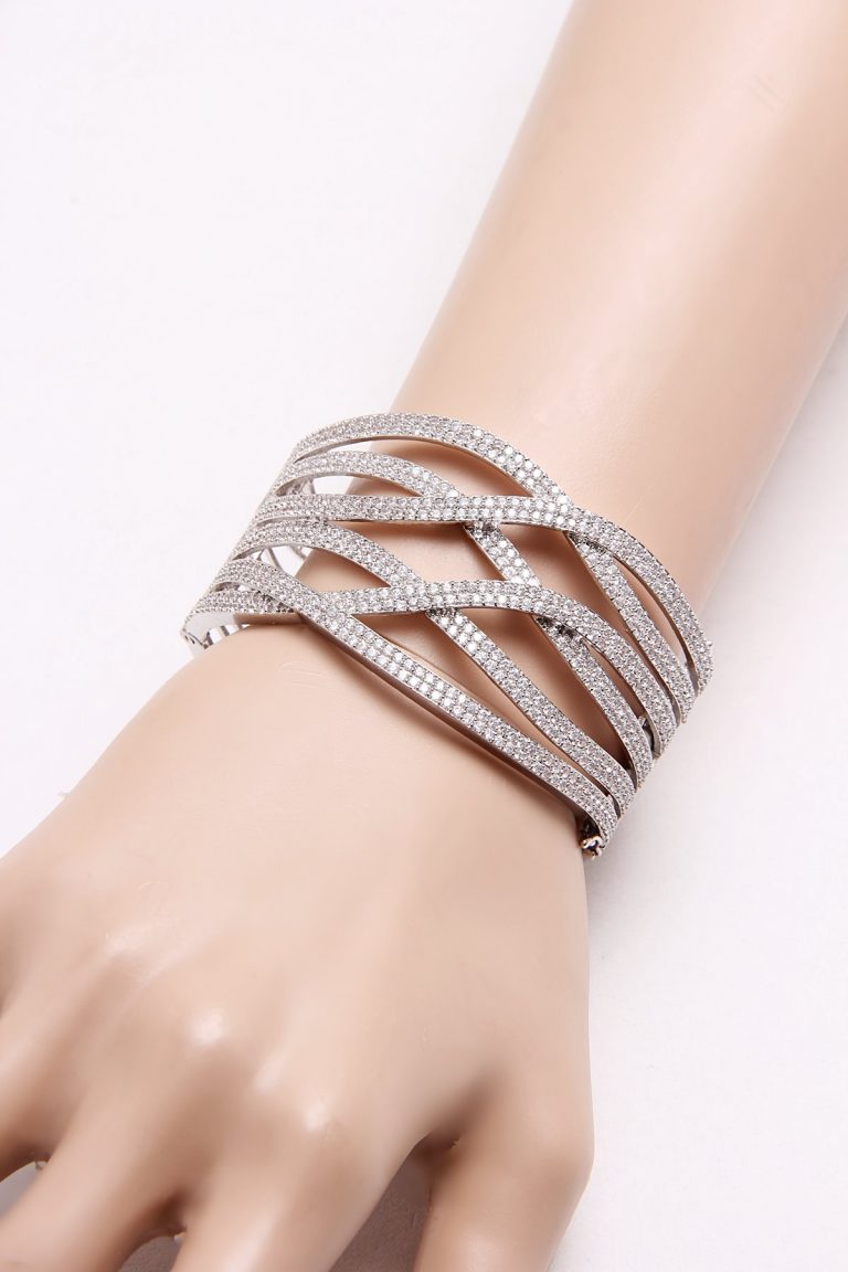 Signity Diamonds Silver Broad Bangle Band Bracelet