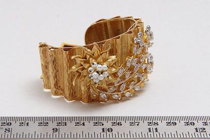Designer Matt Gold Fusion Diamond Band Bracelet Bangle