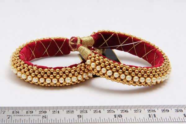 Gold Plated Handwoven Bangles Pair - Rentjewels