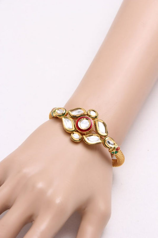 CZ Polki Kundan Kada Katli Bangle Bracelet - Rentjewels