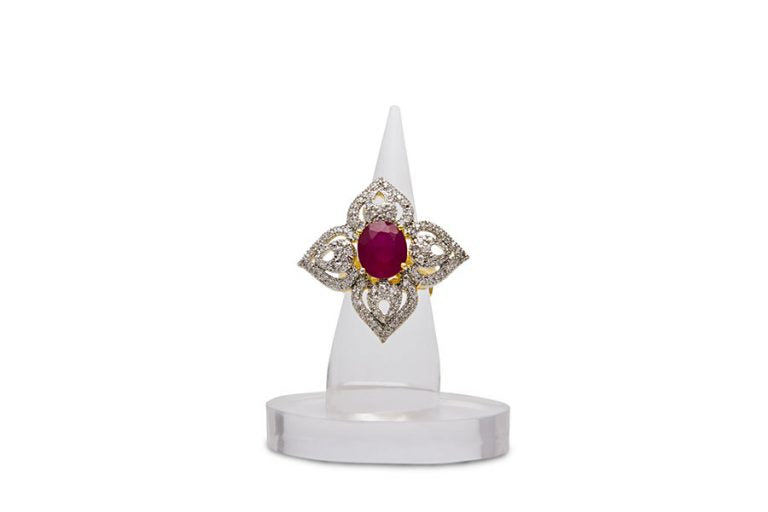 CZ Diamonds Ruby Red Cocktail Ring