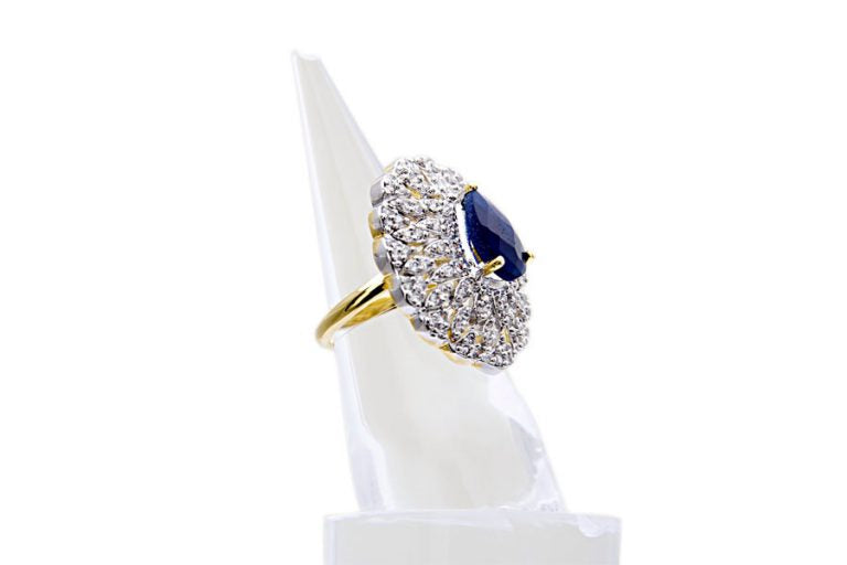 Classic Sapphire Blue Diamond Cocktail Ring - Rent Jewels