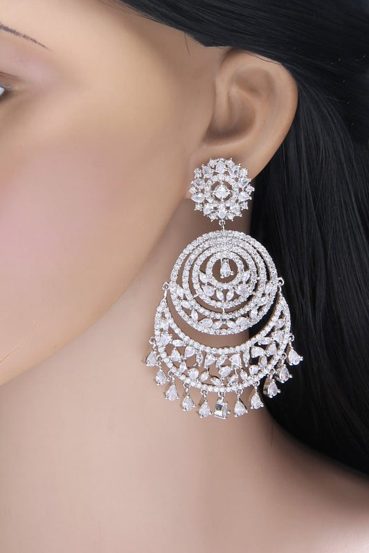 Signity Diamonds Silver Chandbala Earrings