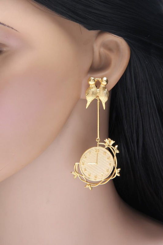 Fancy Long Gold Plated Earrings - Rentjewels