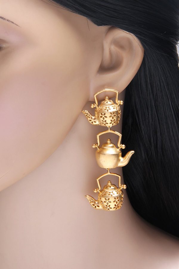 Fancy Long Gold Plated Earrings