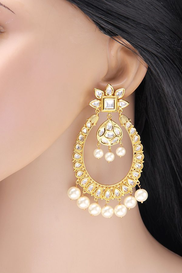 Kundan Oval Chandbala Earrings - Rentjewels