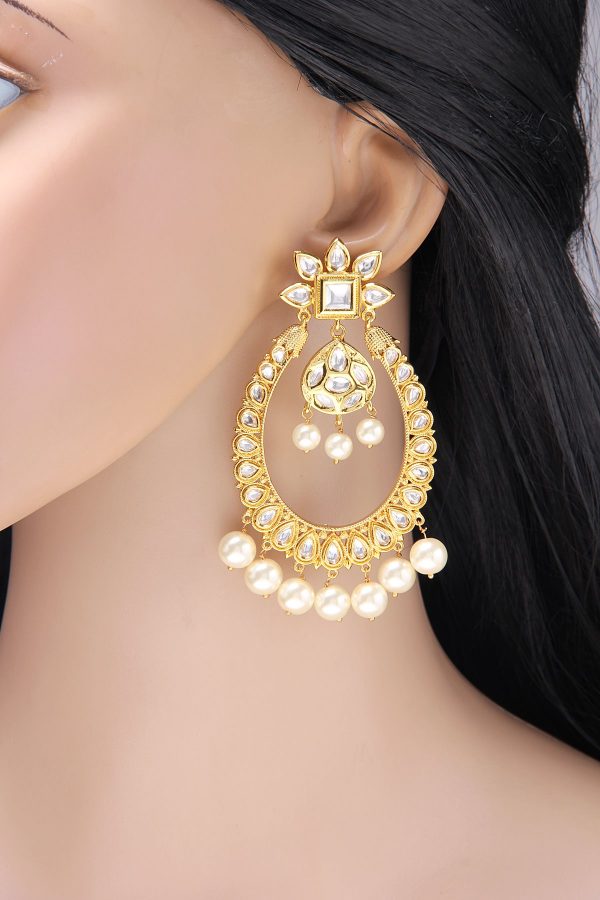 Kundan Oval Chandbala Earrings - Rentjewels