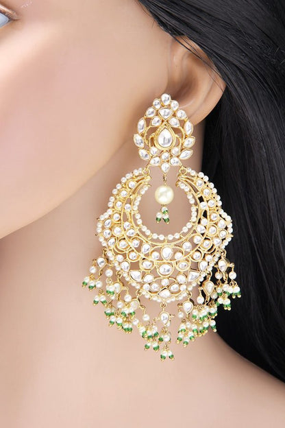 Kundan Heavy Chandbala Pearls Dangle Eearrings