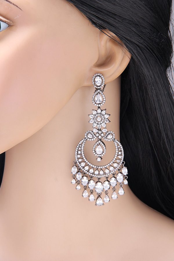 Victorian Black CZ Diamond Dangle Earrings