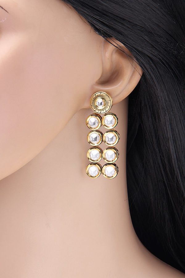 Kundan Layered Long Dangle Earrings - Rentjewels