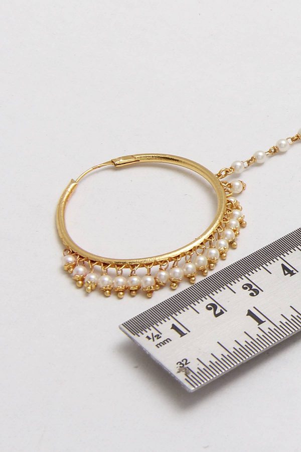 Pearls Gold Nose Ring – Pierced