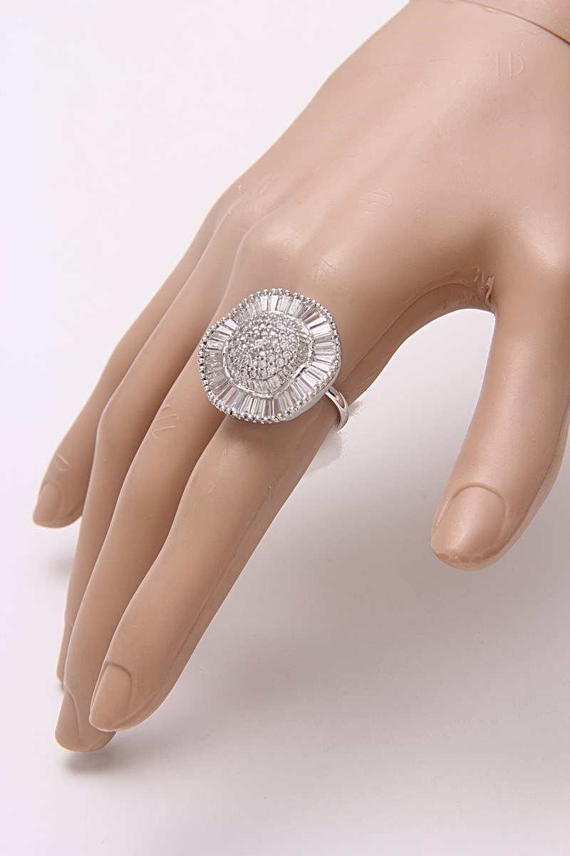 Adjustable Signity Diamonds Gold Plated Cocktail Ring