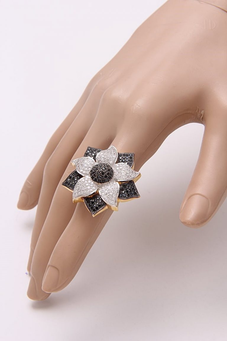 Adjustable Signity Diamonds Black Cocktail Ring